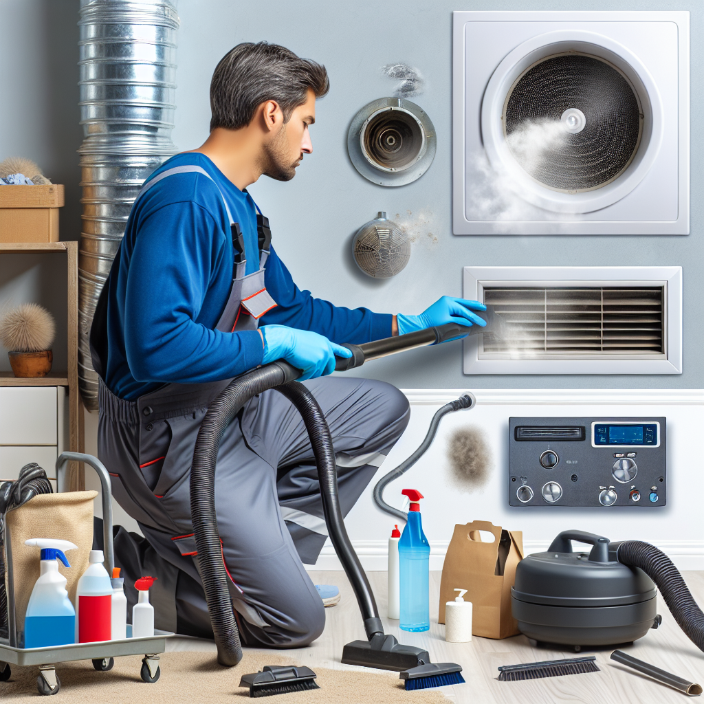 Technician cleaning dryer vent duct outside a residential home in Florida to improve airflow and prevent fire hazards