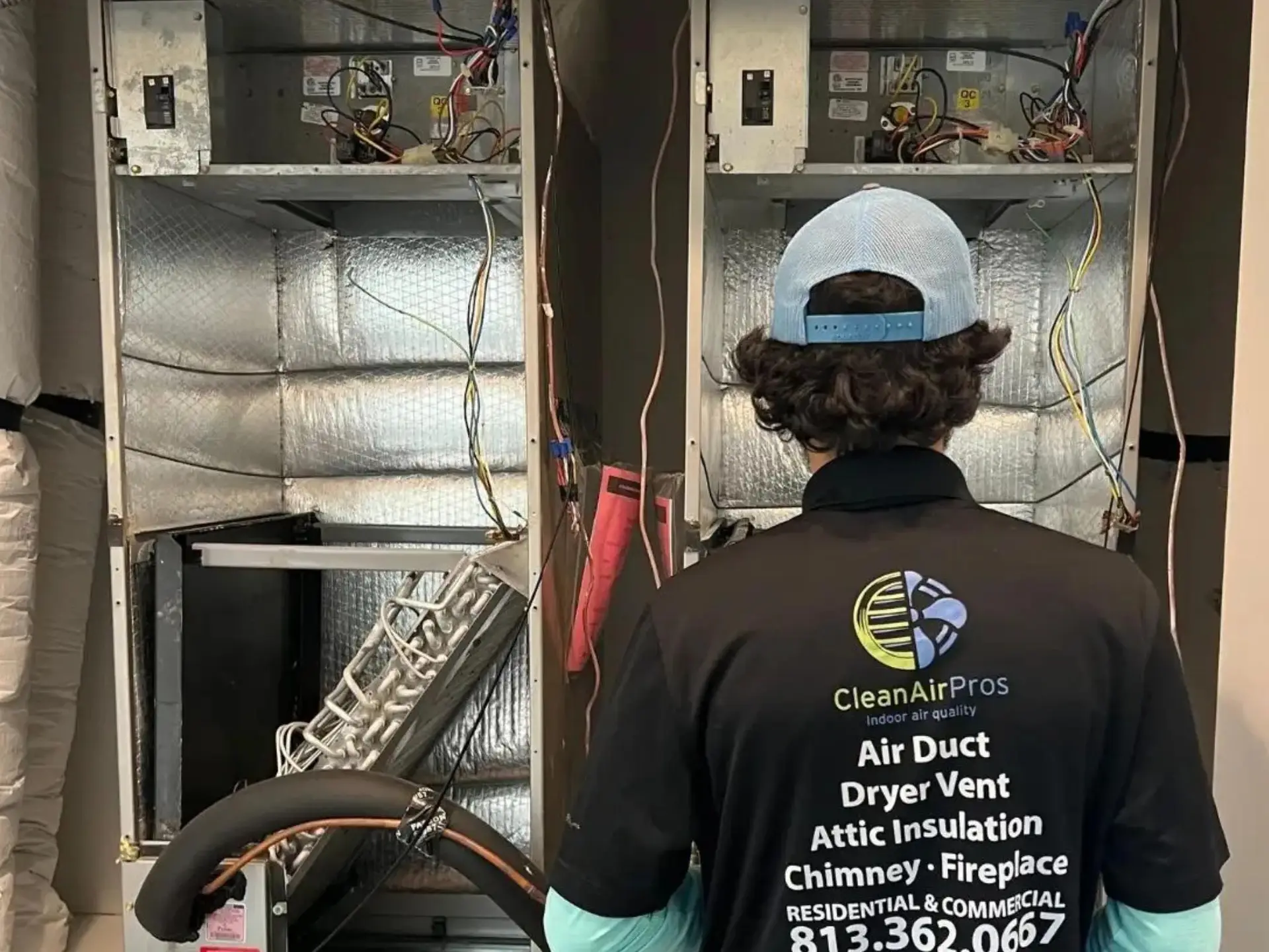 HVAC service technician-working on units